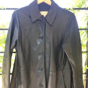 Liz Claiborne Soft Black Leather Button Up Jacket Women's Size LP